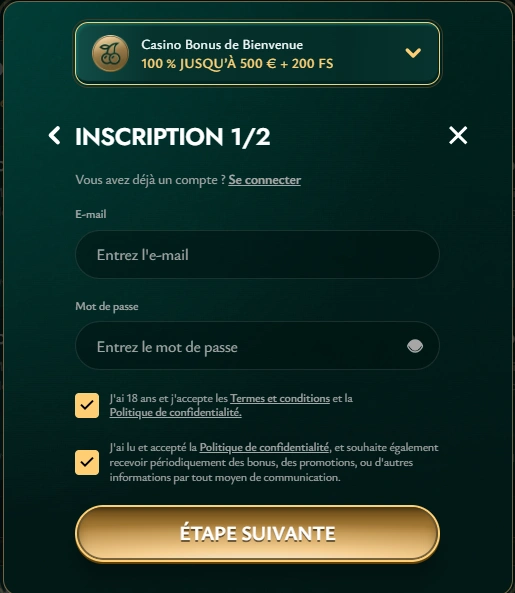 cashed signup page